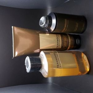 3pc Bath & Body Works Teakwood 3-in-1 Wash, Hydrating Body Cream & Body Spray